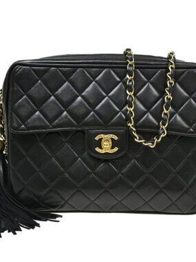 Chanel Black Lambskin Single Chain Shoulder Bag NQ09356